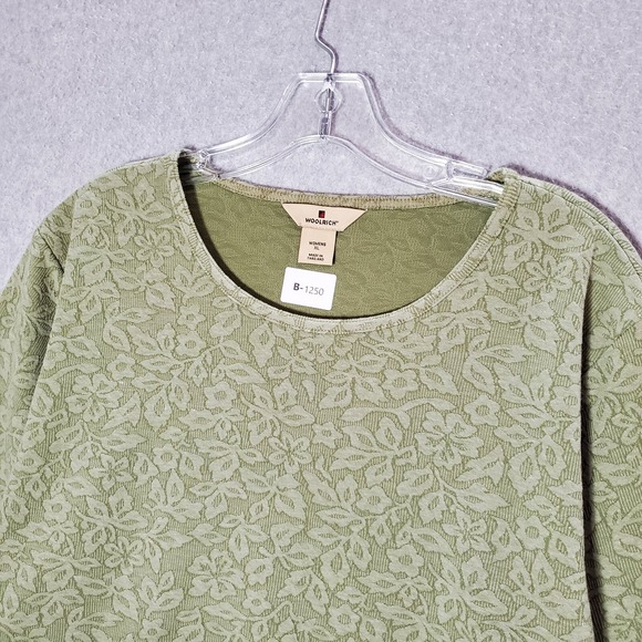 Woolrich Women Sweater XL Green Floral Long Sleeve Round Neck - Picture 7 of 7